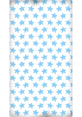 Lenzuolo da sotto con Angoli - Cotone - Estrellas Azzurre - Sfondo Bianco