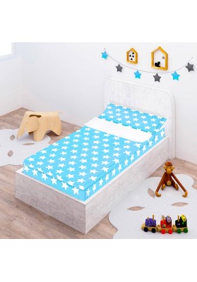 Completo "Pronto per dormire" con cerniera e estensibile Cotone - Estrellas Bianche - Sfondo Azzurro