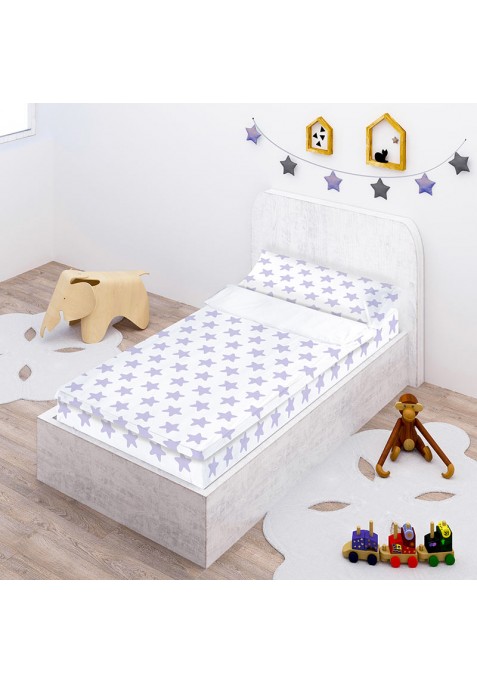 Completo "Pronto per dormire" con cerniera e estensibile Cotone - Estrellas Lilla - Sfondo Bianco