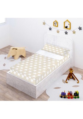 Completo "Pronto per dormire" con cerniera e estensibile Cotone - Estrellas Bianche - Sfondo Sabbia